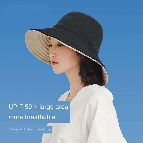 

new fisherman bucket bucket korean all-match sun sunscreen double-sided sun hat women's uv-proof hat, Blue;gray