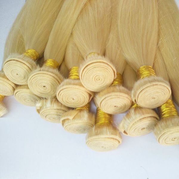 

big promotion good quality blonde color 613# silk straight wave human hair bundles 6pcs lot peruvian virgin human hair weaves extensions, Black