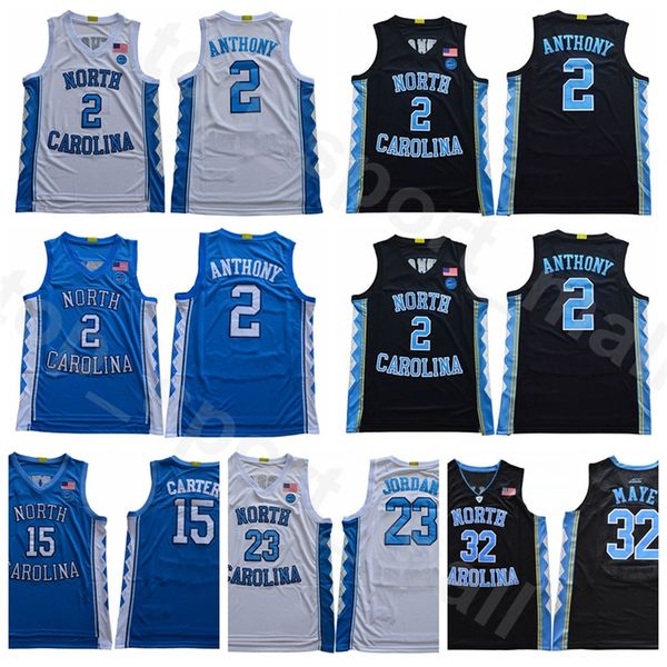 

north carolina tar heels college cole энтони джерси 2 баскетбол винс картер 15 luke майе 32 насир маленький 5 черный белый синий прошитой, Black