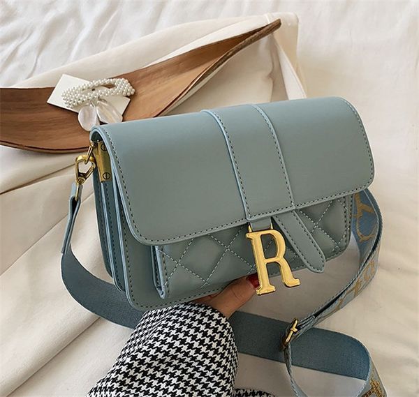

fashion design texture bag female new trend solid color wild wideband crossbody casual one shoulder small square bag ing