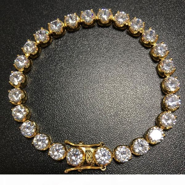 

never fade stainless steel tennis chain bracelet 6mm width 8inch micro paved cubic zircon hip hop mens jewelry, Golden;silver