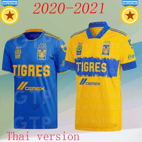 

2020 tigres soccer jerseys home away pizarro 19 salcedo 3 lopez 11 carioca 5 aquino 20 quinones 23 vargas 9 20 21 jersey football shirts, Black;yellow