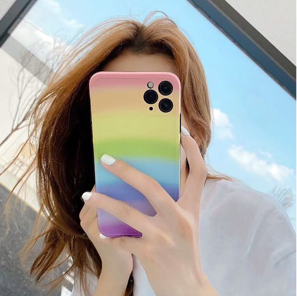 

fashion gradient rainbow phone case for iphone11 11pro se xr xs x xs max 7 8 plus silicone phone back cover phone soft shell