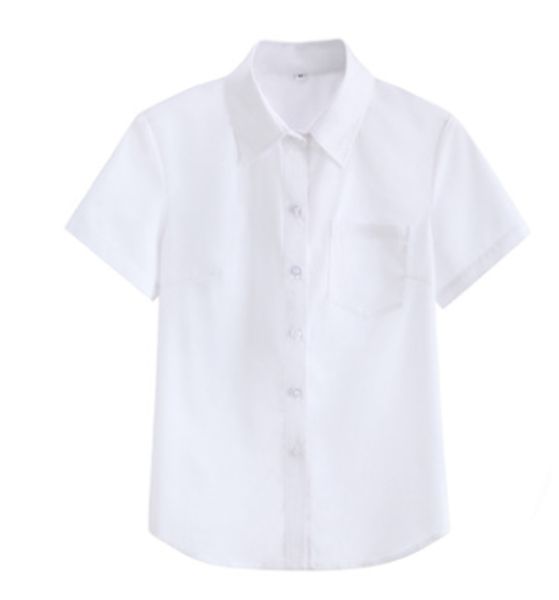 

shirt japanese college style summer female pointed collar short-sleeved work uniform student uniform, White