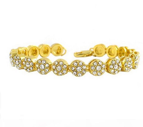 

мужские полный cz iced out позолоченные бусины hip hop браслет золото белый rhinestone 18k желтое золото серебро отделка bling bling 8inch б, Golden;silver