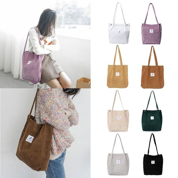 

new fashion women corduroy handbag shoulder bags tote purse girls female casual travel shopping case bag large capacity 5 colors