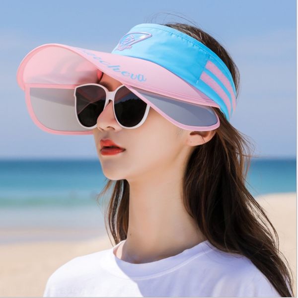 

female summer korean style fashionable empty bicycle bicycle face-shading ultraviolet big edge sun hat cycling sun hat, Blue;gray