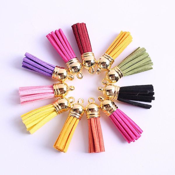

suede tassel for keychain straps jewelry charms leather tassel 40mm diy jewelry bracelet making findings, Bronze;silver