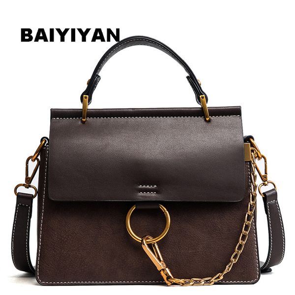 

ретро круг цепи высокого качества сумки женщин сумка pu кожа сумка vintage tote