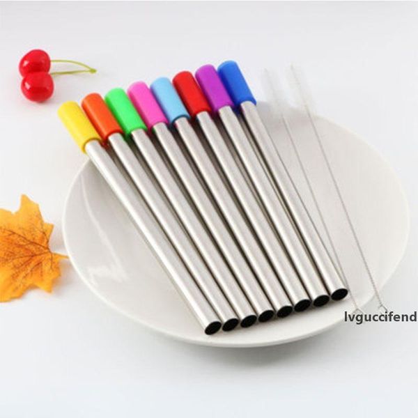 

silicone head straw set anti-tooth collision cycle food grade stainless steel environmental protection straw 266 * 6 straight bend tube 57
