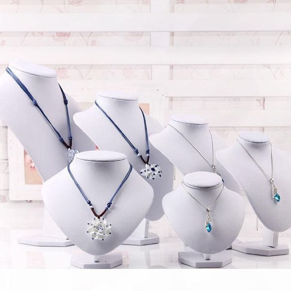 

white pu leather neck shelf models necklace pendant holder mannequin bust jewelry display stand show storage rack, Khaki