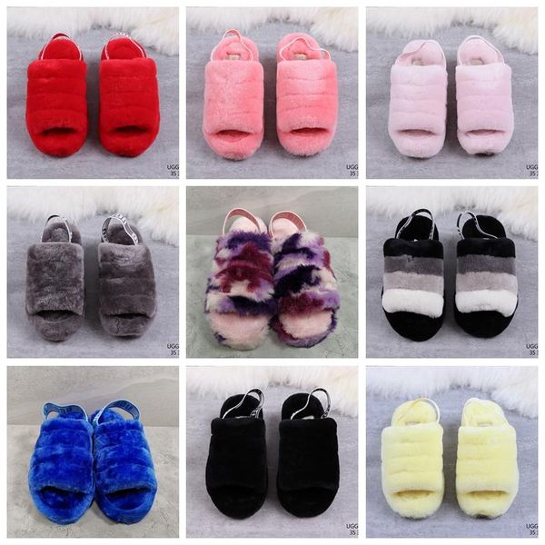 

new luxury womens fluff yeah slide for women designer sandals fluff yeah plain fashion pantoufle furry slippers slipper slides flip flops, Black