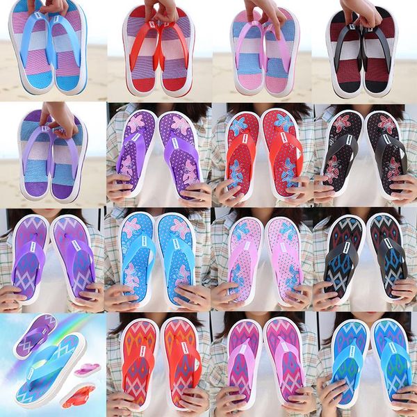 

women's shoes sandals with clip feet bohemian slippers women summer wear non-slip comfortable flowers starry sky striped sl, Black