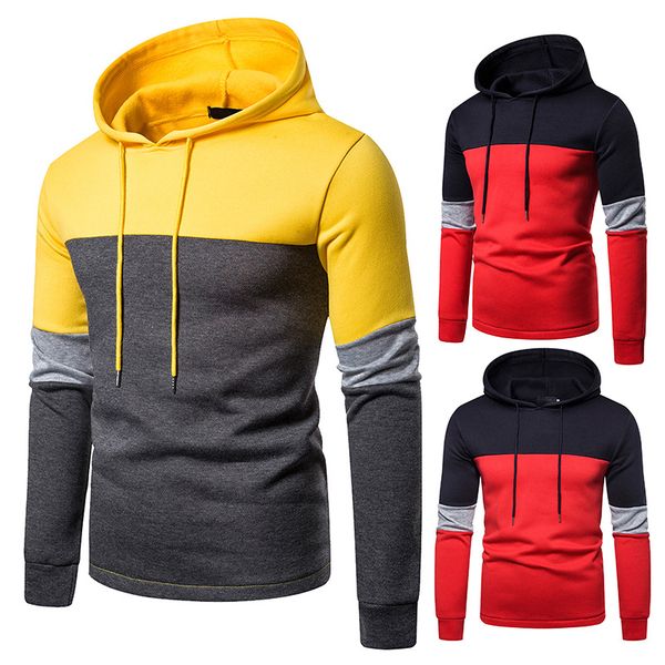 

autumn men hoodie new stitching two-tone hooded men's casual multiple styles sweatershirt 2 colors asian size s-2xl, Black