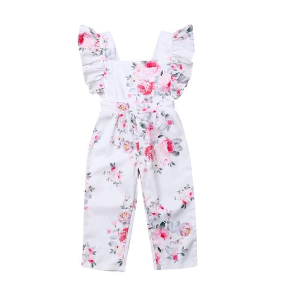 

summer infant baby girl flower siamese trousers rompers pants clothes set 2020, Blue