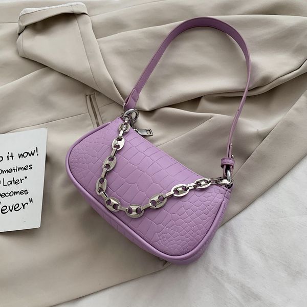 

crocodile pattern baguette bags for women 2020 mini chain pu leather shoulder bags fashion ladies design handbags armpit bag new
