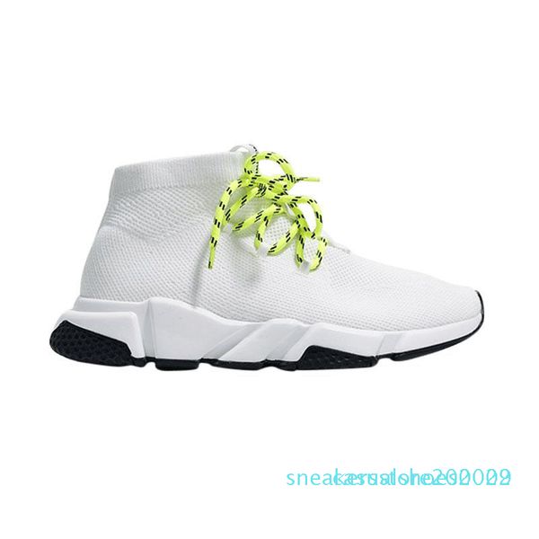 

1209 men women designer socks shoes speed trainer lace up mid black white yellow fashion girl trainers casual platform sneakers s02