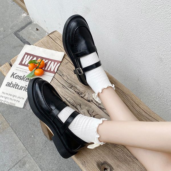 

retro woman shoes round toe all-match 2020 fashion women's female footwear oxfords shallow mouth casual sneaker new summer, Black
