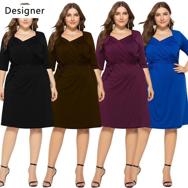 

xl women fashion pleated casual wild dress purple black royal blue brown fp11331, Black;gray