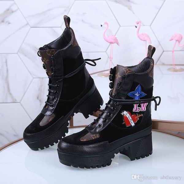 

women boots shoes luxury chaussures de femme martin boots bottes femmes laureate platform desert boot luxury style sale with box fast ship, Black