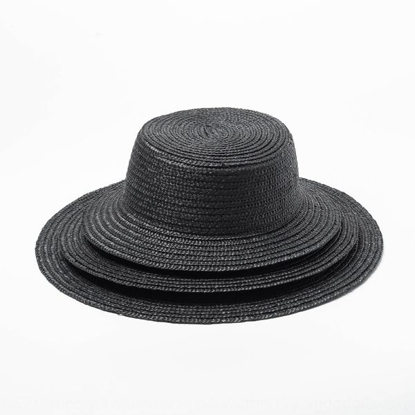

summer new style simple light board cap cap black straw grass flat hat sunscreen tourism flat hat, Blue;gray