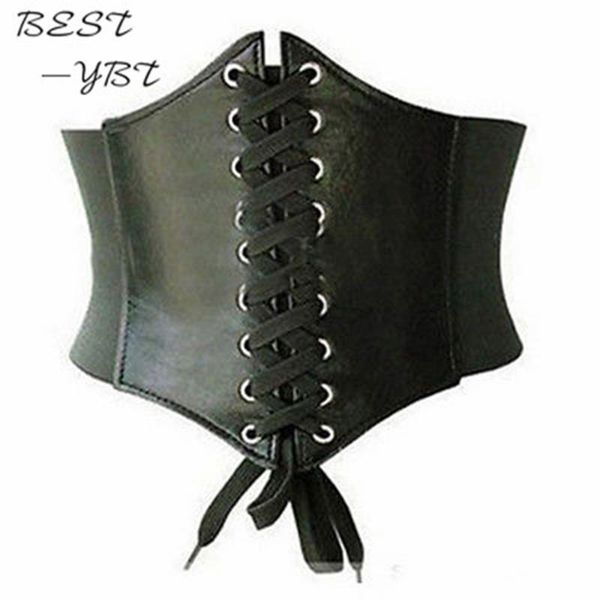 

ybt women's imitation leather belt 2020 women elastic wide tight corset tie high waist slimming body sculpting belt, Black;brown