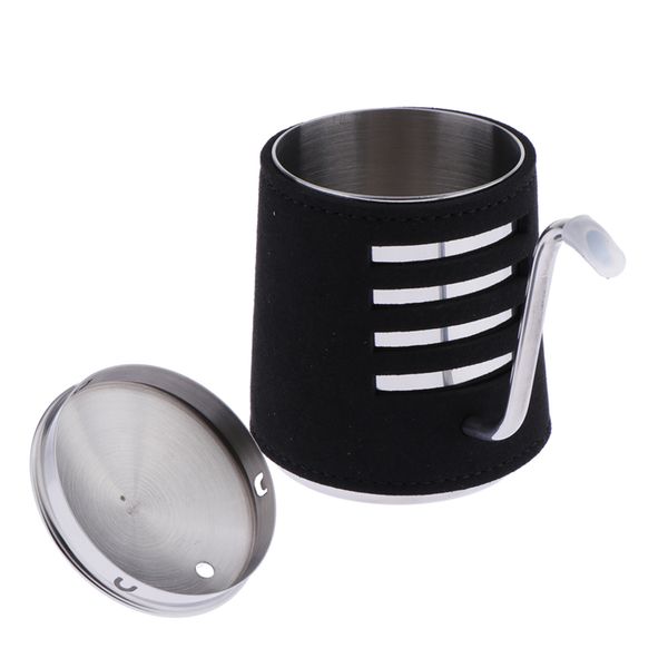 

stainless steel pour over coffee kettle drip pot black leather wrapped 300ml