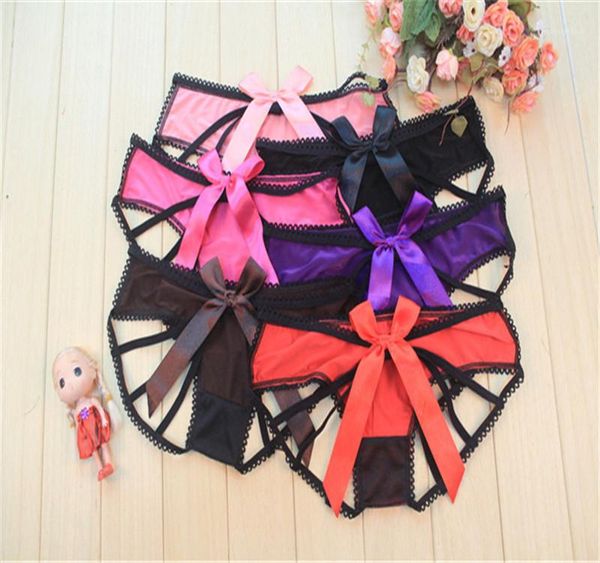 

breathable see through womens designer underwear size hollow out cute womens panties lace floral big bow, Black;pink