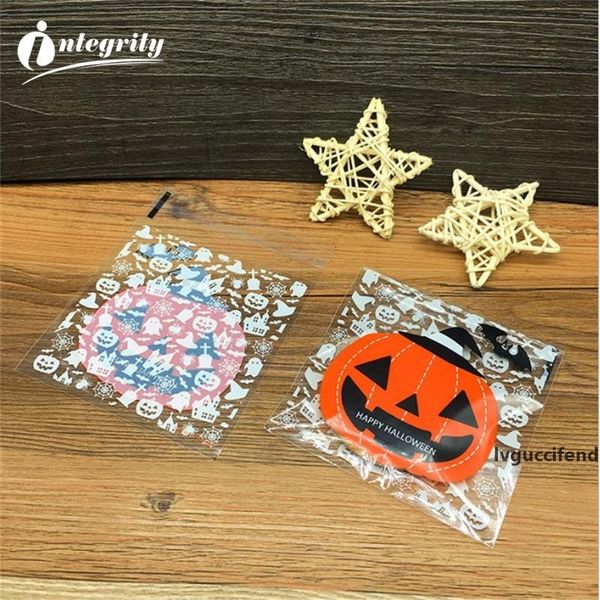 

integrity 500pcs 10*10 multistyle halloween cookie candy bread packaging self-adhesive plastic biscuits snack baking package bag