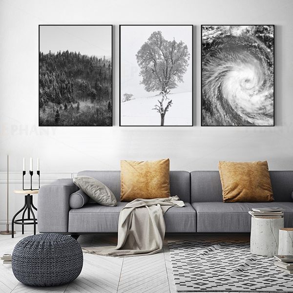 

nature nordic poster black white forest scenery canvas art decorative print wall painting decoration picture living room decor