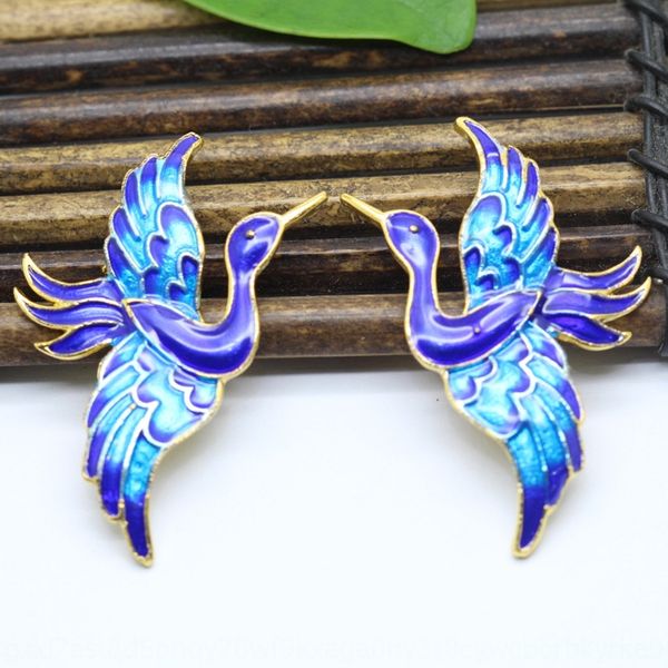 

mm9xd diy antique headdress handmade hairpin material creative cloisonne handmade accessories pendant accessories roasted blue crane pendant, Silver