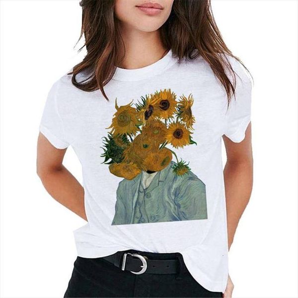

van gogh oil art women t shirt print casual new streetwear tshirt graphic tee shirts harajuku female clothing 2020, White