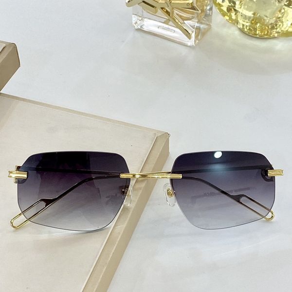 

2020 new arrival ct0113 bigface rimless frame sunglasses uv400 59-20-140 for prescription glasses gold silver full set case