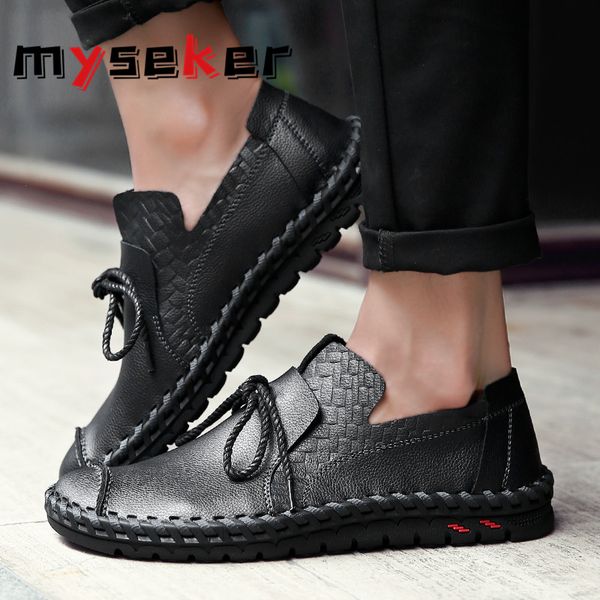 

summer men shoe man slip-on flats loafers hollow men's casual footwear 2020 plus sizes 50 leather sneakers male low shoes t1, Black