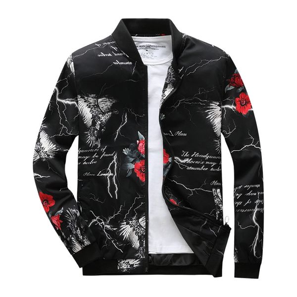 

2020 new autumn fashion printed jackets men slim fit windbreaker coat men jaqueta masculina bomber jacket mens jackets and coats, Black;brown