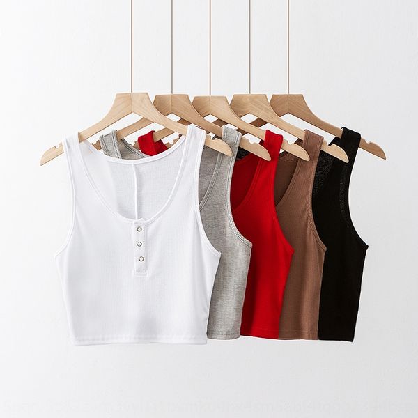 

2019 fashion slim and slim solid color sling short umbilical pullover sling pullover small vest female, Camo