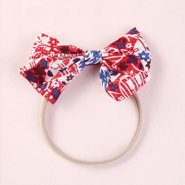 

fashion stretch headband for little girl bow print floral cartoon hairband pastoral butterfly tie princess headband, Slivery;white