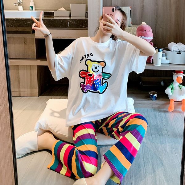 

онлайн красная с короткими рукавами брюки нового хлопка пижамы женской милая двухкусочная домашней одеждой домашней одеждой пальто носить от, Blue;red