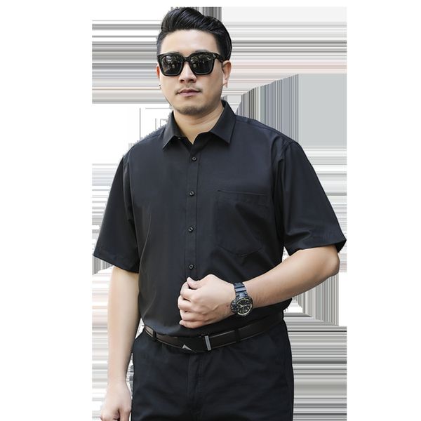 

2020 new arrival brand men's summer business shirt short sleeves turn-down collar tuxedo shirt plus size men shirts big 8xl 7xl, White;black