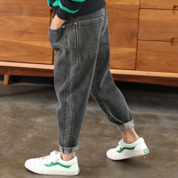 

2020 autumn new children's spring autumn thin medium large children korean style and jeans pants and jeans trousers men's pants, Blue