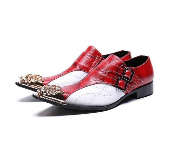 

mens red and white leather shoe genuine leather oxford for men dress shoes slipon wedding casual shoes leather brogues, Black