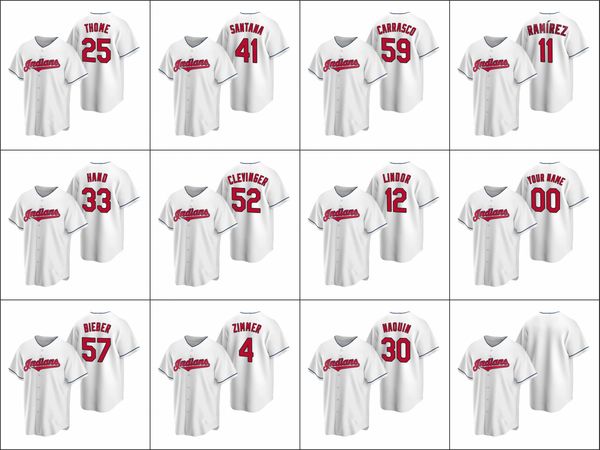 

cleveland indians #12 francisco lindor 11 jose ramirez 25 jim thome men women youth custom white replica home jersey, Black