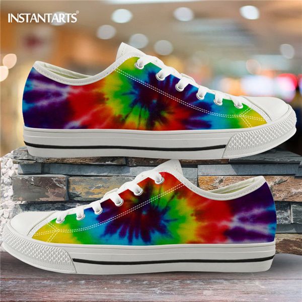 

tie dye color design women canvas shoes low lace up casual summer breathable flats sneaker vulcanized shoes, Black