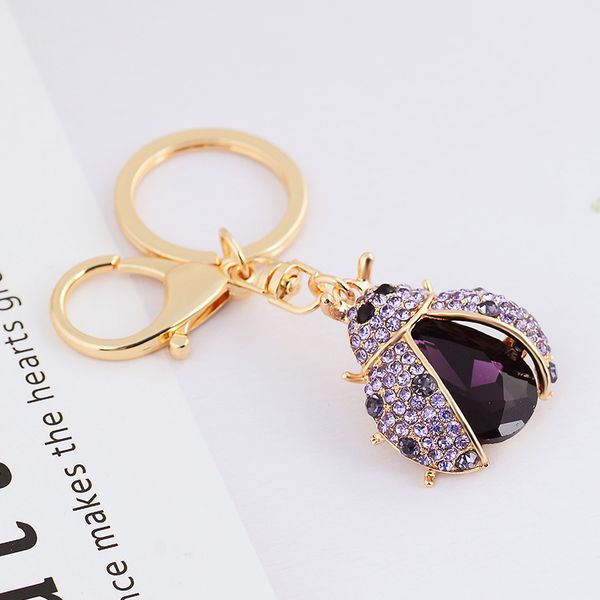 

creative beetles key chain crystal insect chaveiro keychain cute sparkling key ring holder car accessories women men kids gifts, Silver