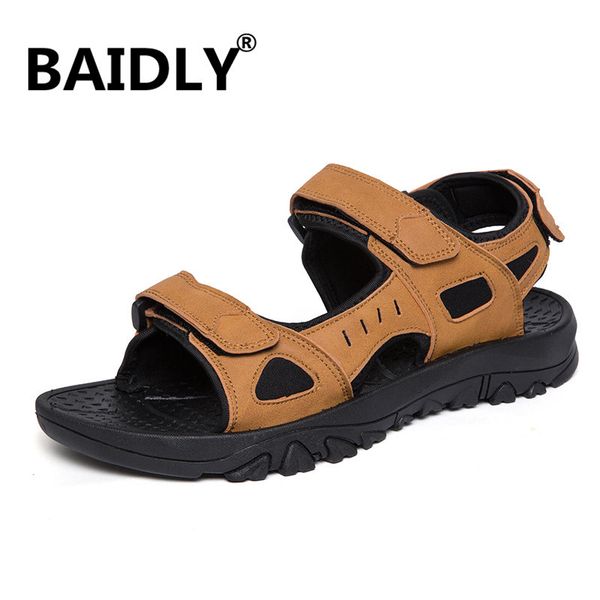 

men's shoes mens sandals summer leather casual shoes men beach sandals sandalias hombre plus size 39-48, Black