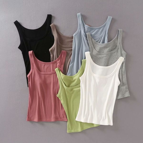 

summer new women's style u collar sleeveless solid color thread bottoming vest vest women's, Camo