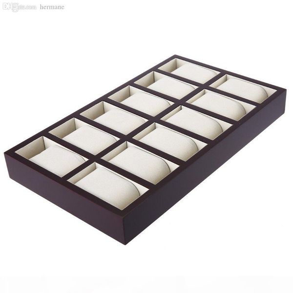 

u wholesale -12 grids paint wooden watch display case rectangle jewelry storage organizer, Black;blue