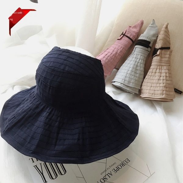 

korean new women's uv-proof big sun cornice sunshade cornice hat foldable sunshade sun hat, Blue;gray