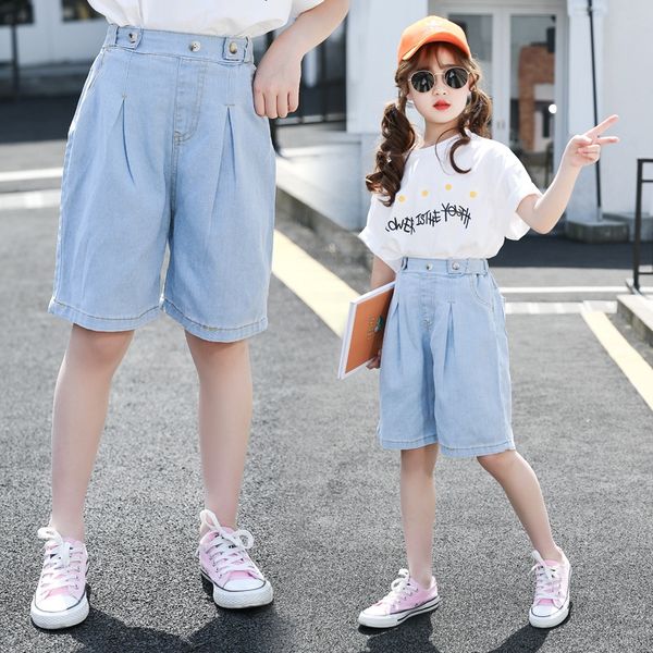 

u8c4f girls denim shorts medium pants shorts and trousers and trousers children wear thin western style outside wear primary school girls su, Blue