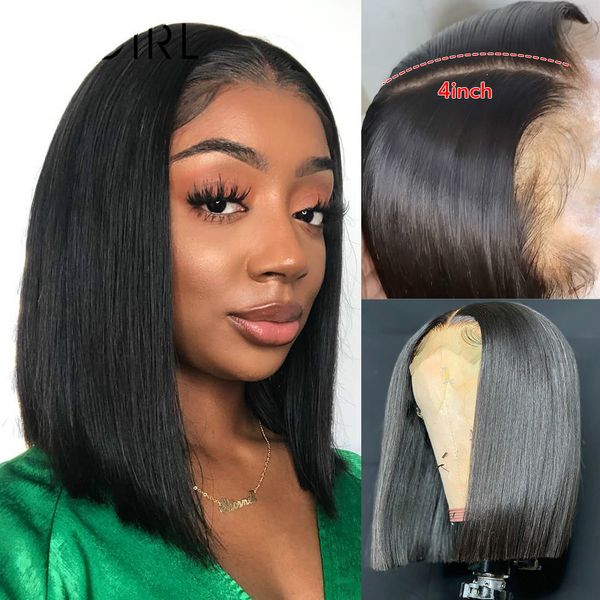 

new lace front human hair wigs remy 13x4 bob lace front wigs for black women150% brazilian straight human hair wigs, Black;brown